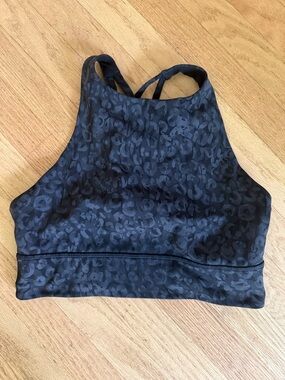 lululemon athletica High Neck Leopard-Print Sports Bra - Black